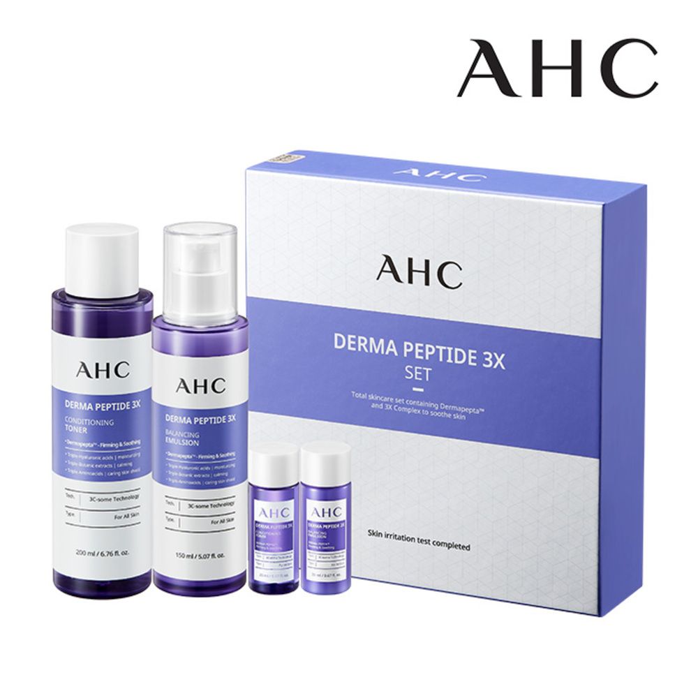 AHC Derma-Pepta™ 3X Complex Soothing & Firming Skincare Set – Calming, Hydrating, Anti-Aging Daily Routine for Sensitive Skin _ Made in KOREA